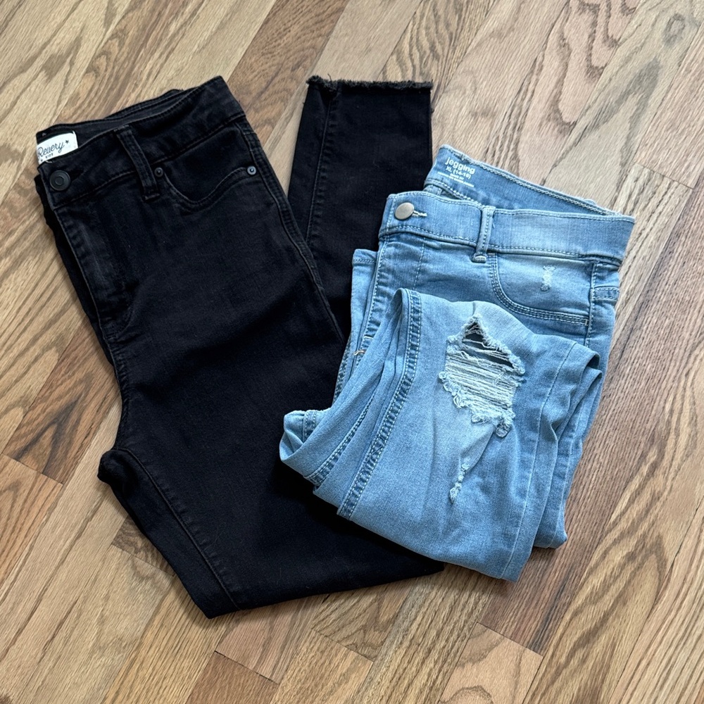2 pair girls size 14 stretchy jeans